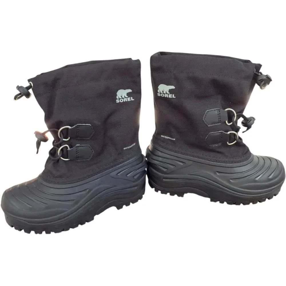 Sorel Kids Super Trooper Black Pull-On Insulated Winter Boots. Size 12 Kids.